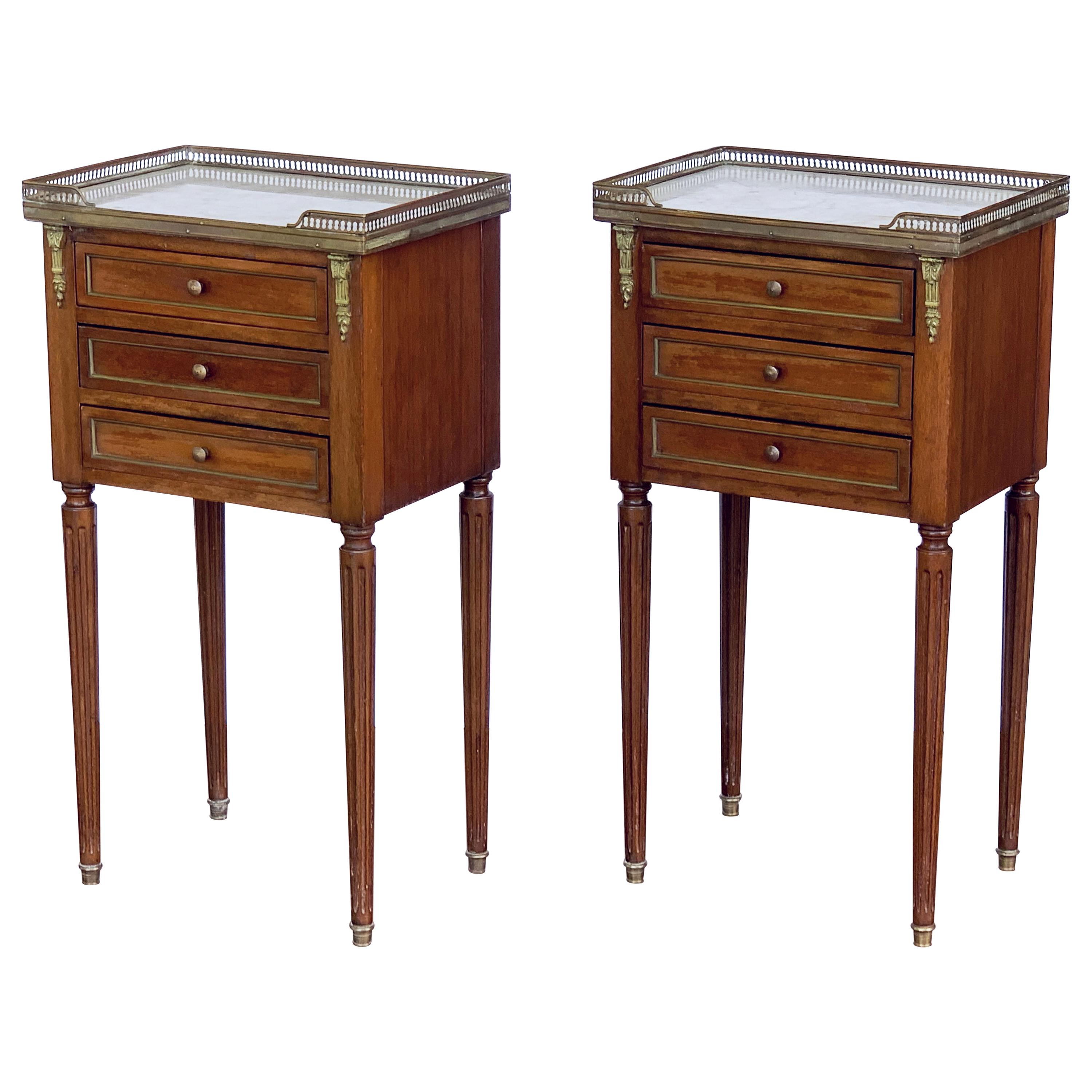 Mahogany Nightstands or Side Tables with Marble Tops 'Individually Priced'