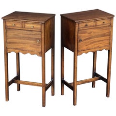 Antique English Georgian Style Nightstands or Bedside Cabinets  'Priced as Pair'