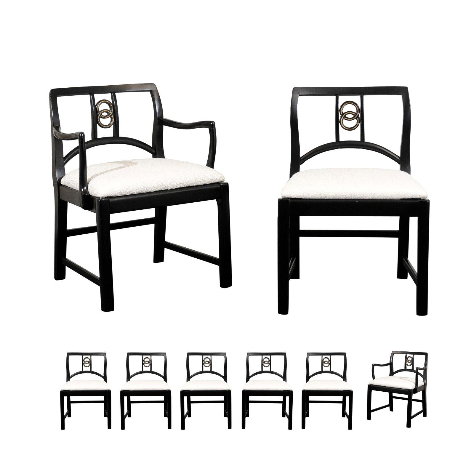 Chic Set of 8 Dining Chairs by Michael Taylor for Baker Furniture, circa 1960
