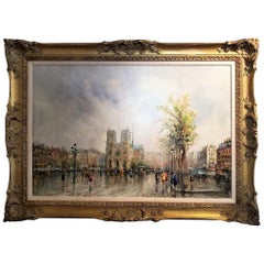 Paris Notre Dame Oil on Canvas by Demone