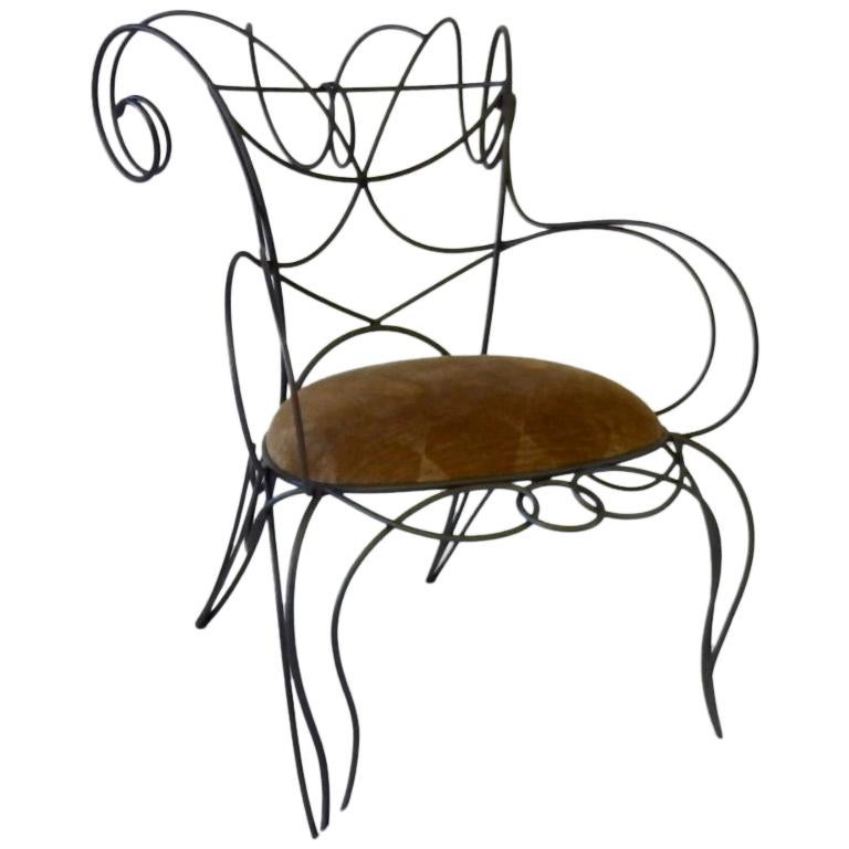 Andre Dubreil Sculptural Iron Ram Chair for Ceccotti Collezioni