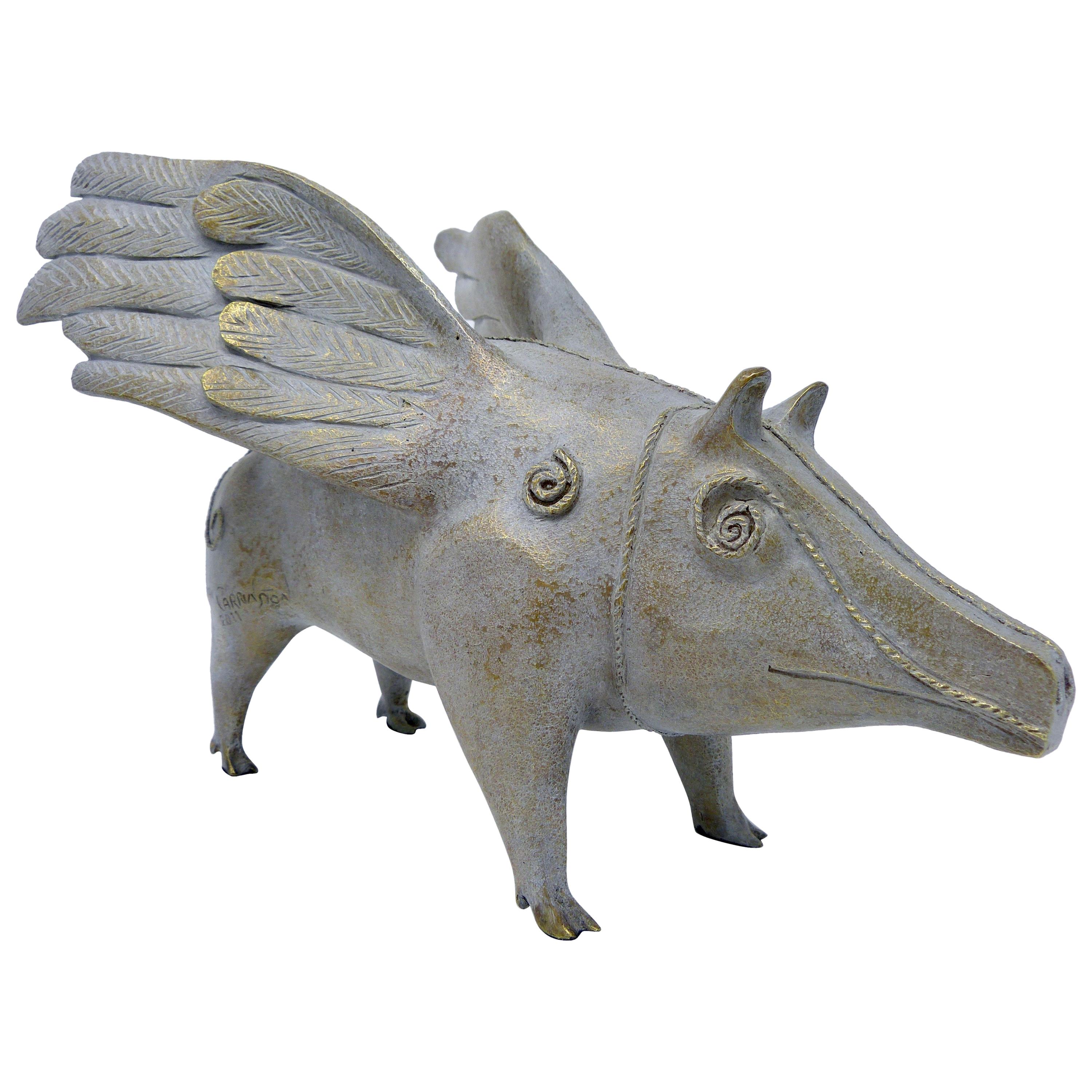 If Pigs Could Fly Surrealism Bronze Sculpture by Leonora Carrington P/T, 2011 For Sale