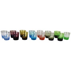 Set of 15 Multi-Color Old Fashioned Glass Cocktail Tumblers