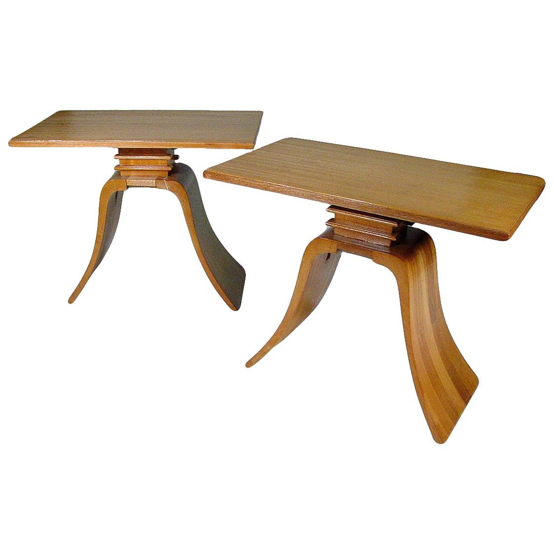 Classic Paul Frankl "Bell" Side Tables for Brown Saltman, Pair