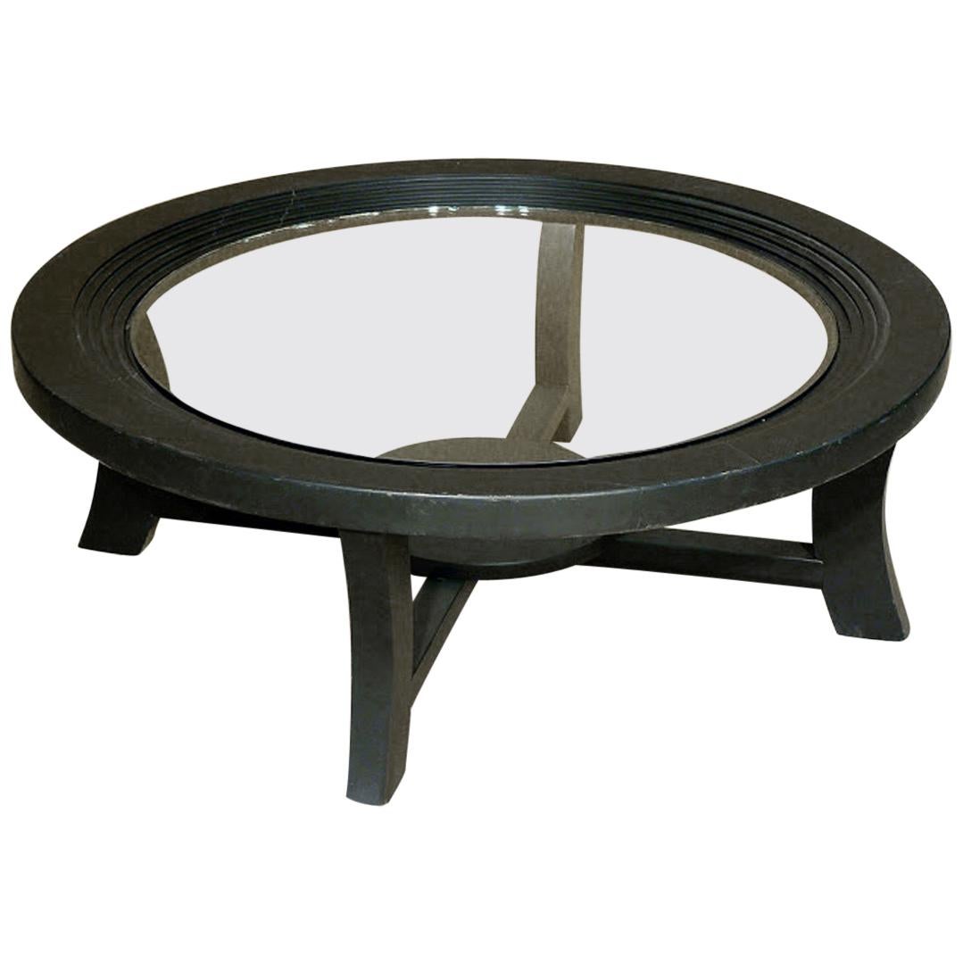 Paul Frankl Black Stepped Coffee Table for Brown Saltman For Sale