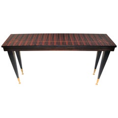 Long French Modern Exotic Macassar Ebony Console Table, circa 1940s