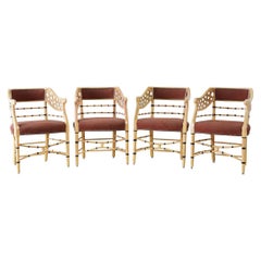 Set of Four Faux-Bamboo Lacquered Lounge Chairs
