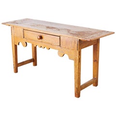 Antique 18th Century Rustic Pine Farmhouse Table or Console
