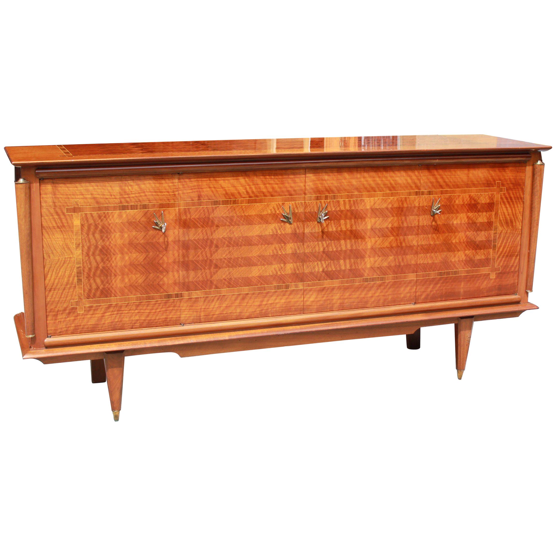 Classic French Art Deco Light Macassar Ebony with Rosewood Sideboard or Buffet