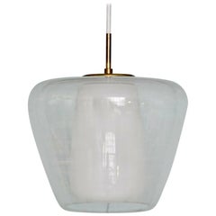 Vintage 1950s Pendant Lamp Hera, Bast Decor and Opaline Glass by Lyfa, Denmark