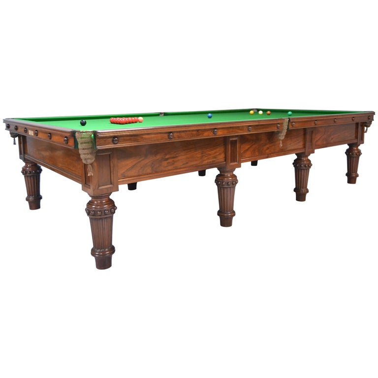 Scottish Victorian Billiard Snooker Pool Table Walnut, Made 1870 For