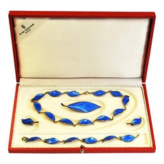 Beautiful Blue midcentury Jewelry Set by Willy Winnæss 1955, Norway