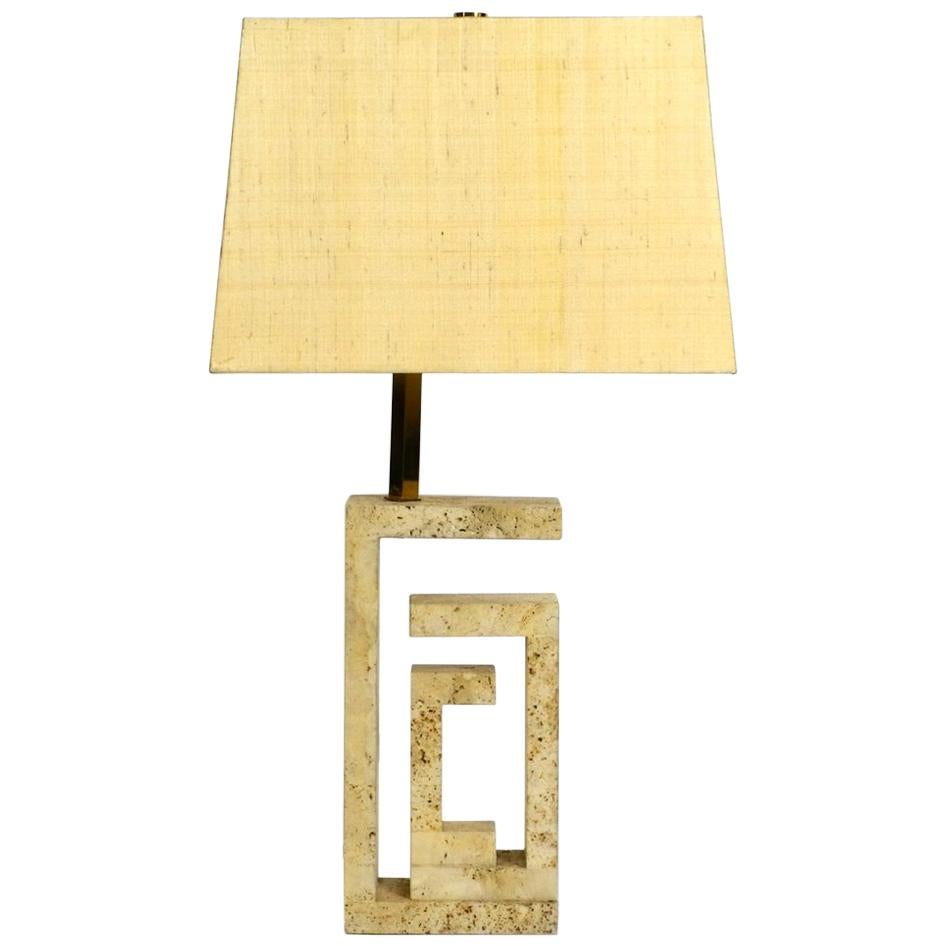 Elegant and Very Large Italian Sculptural Travertine Table Lamp from the 1960s