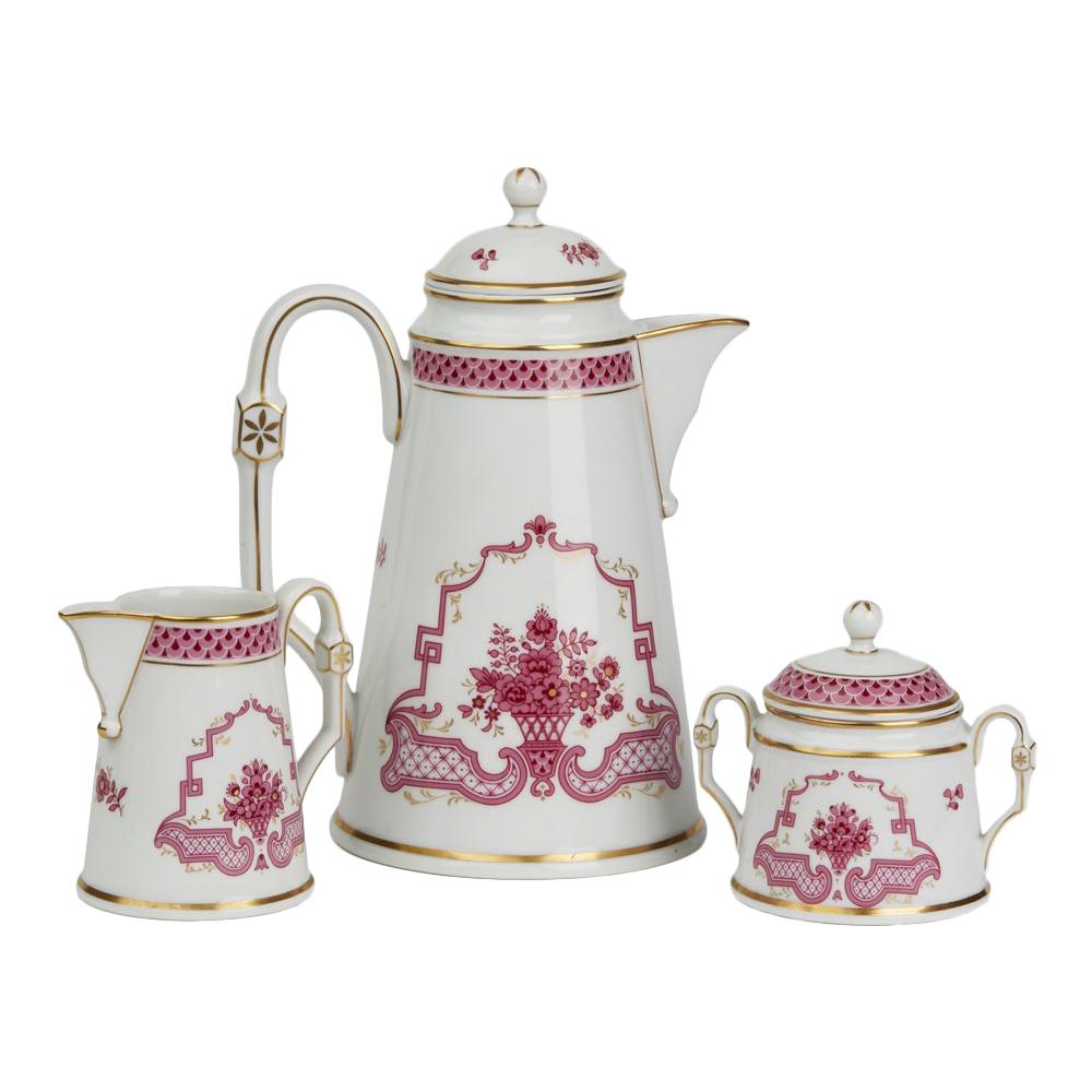 Höchst Classic Porcelain Pink Design Coffee Set 20th Century For Sale