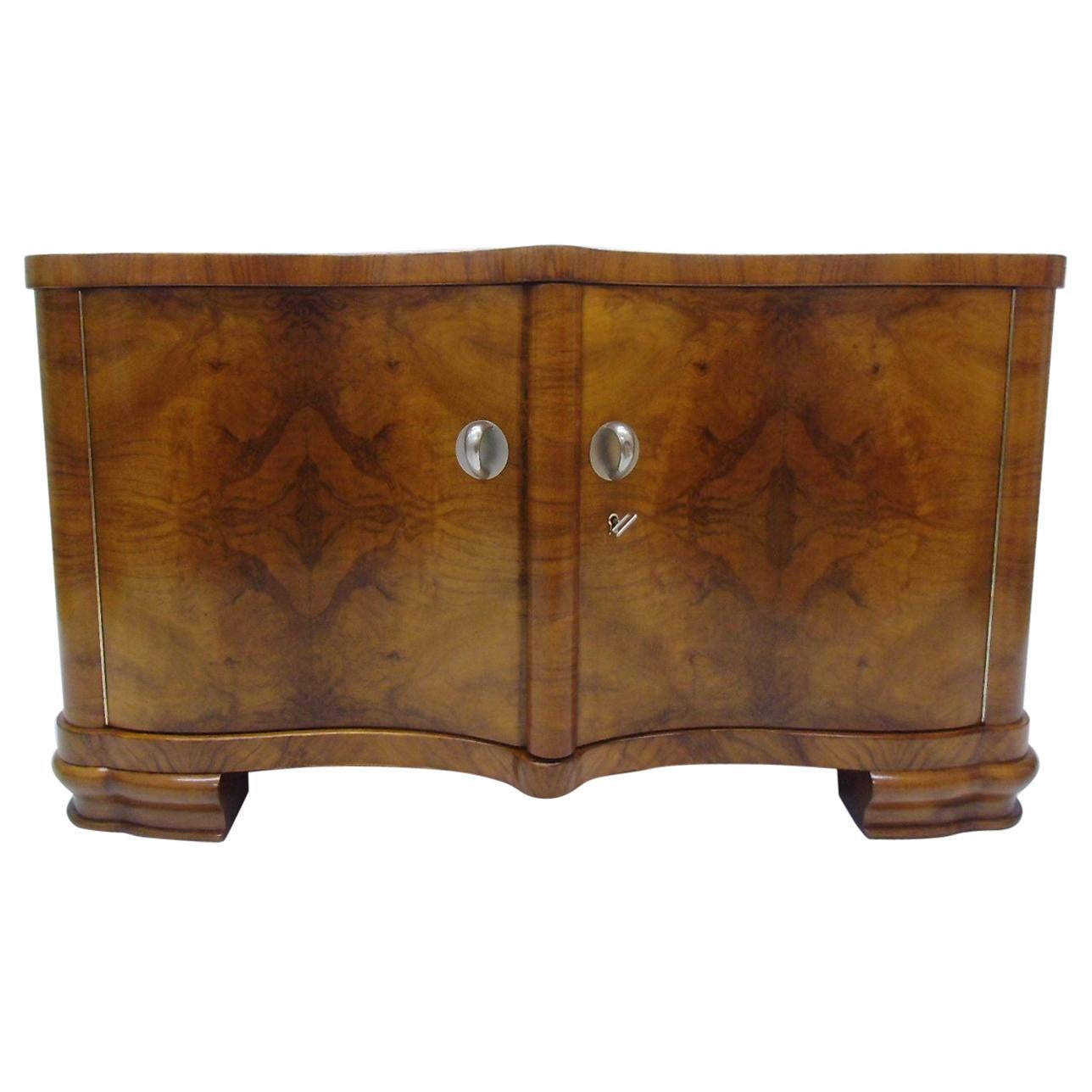 Bookmatched Burl Art Deco Commode or Small Sideboard For Sale
