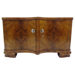 Antique Bookmatched Burl Art Deco Commode or Small Sideboard