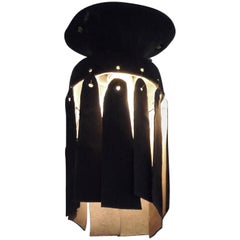 Black Stoneware Ceiling Lamp with Petal Shade and Black Matte Glaze