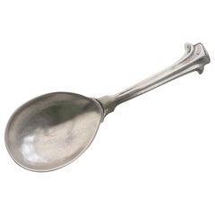 Arts and Crafts Hammered Silver Caddy Spoon by Omar Ramsden, London, 1927