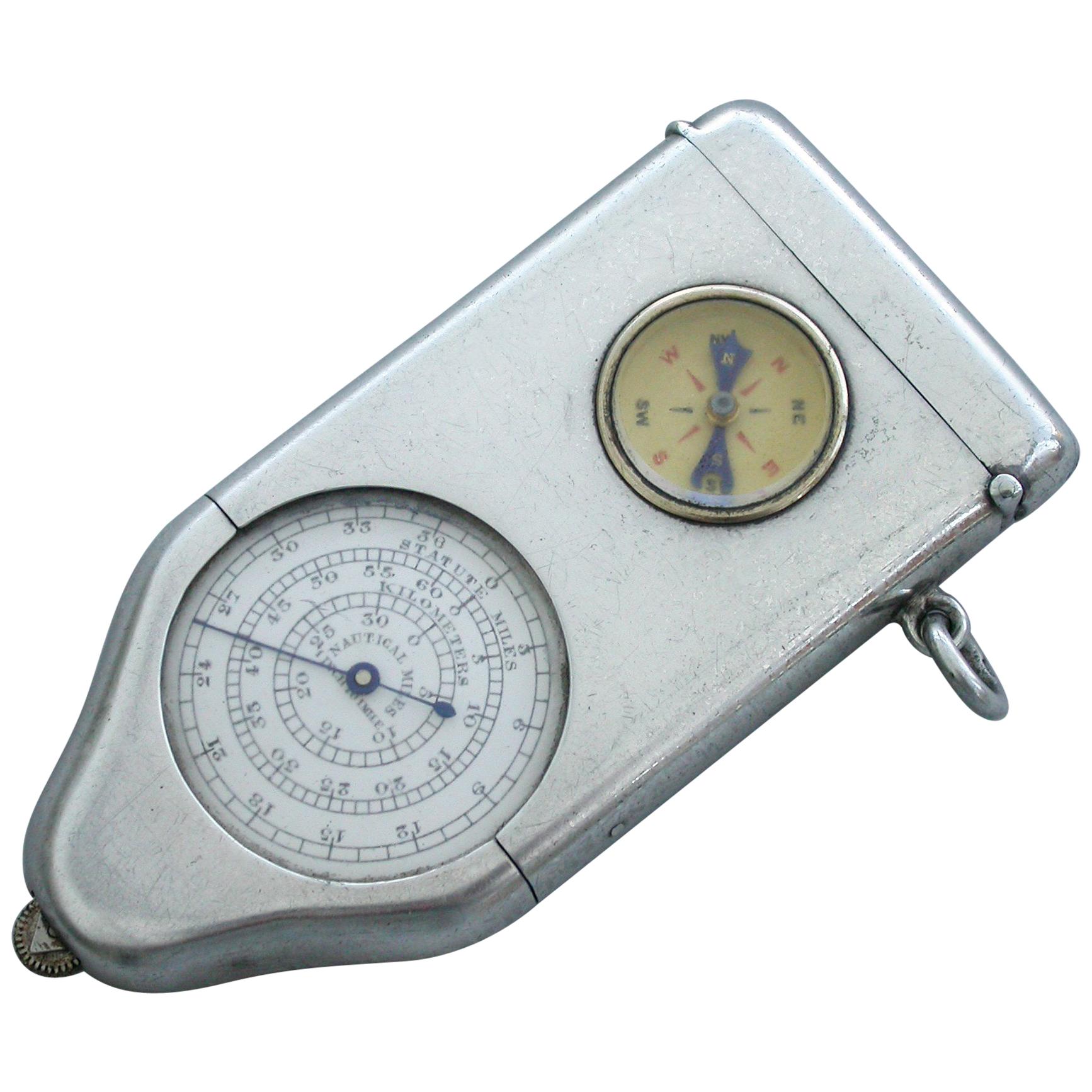 George V Silver Combination Opisometer, Vesta Case and Compass For Sale