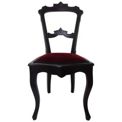 Baroque Finca Chair in Stained Black with New Red Upholstery