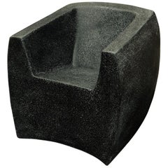 Cast Resin Curved Van Dyke' Club Chair, Coal Stone Finish by Zachary A. Design