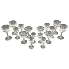 Early 19th Century English Crystal Cut Glass, Set of Crystal Glass, 16 Pieces