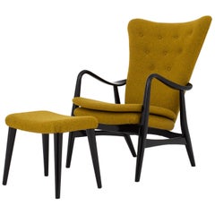 Easy Chair with Stool Attributed to Arne Vodder