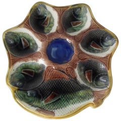 Adams & Bromley Majolica 6 Well Fish Oyster Plate