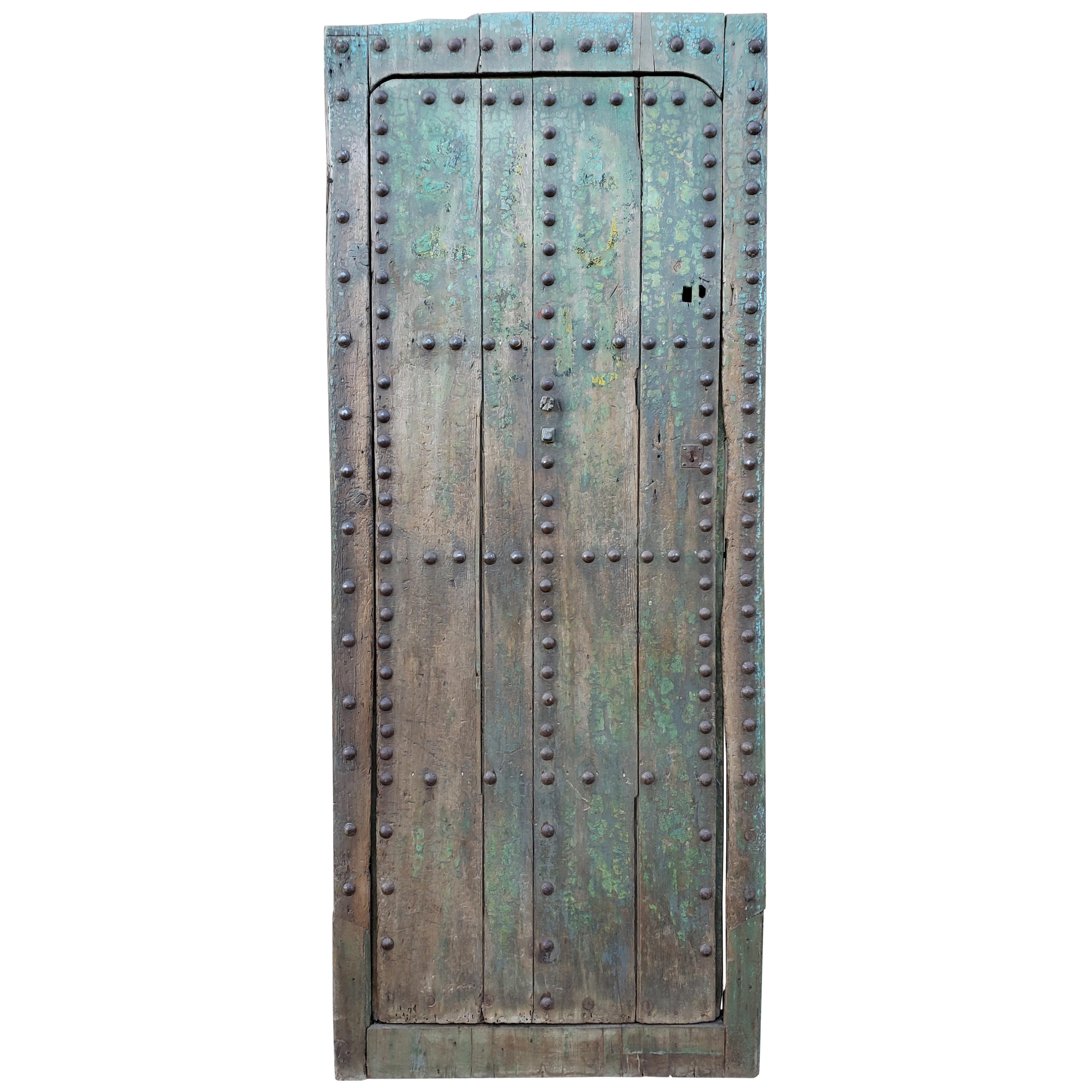 Old Blue Moroccan Wooden Door, 23MD35 For Sale