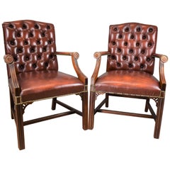 Pair of Mid-20th Century Leather Gainsborough Chairs