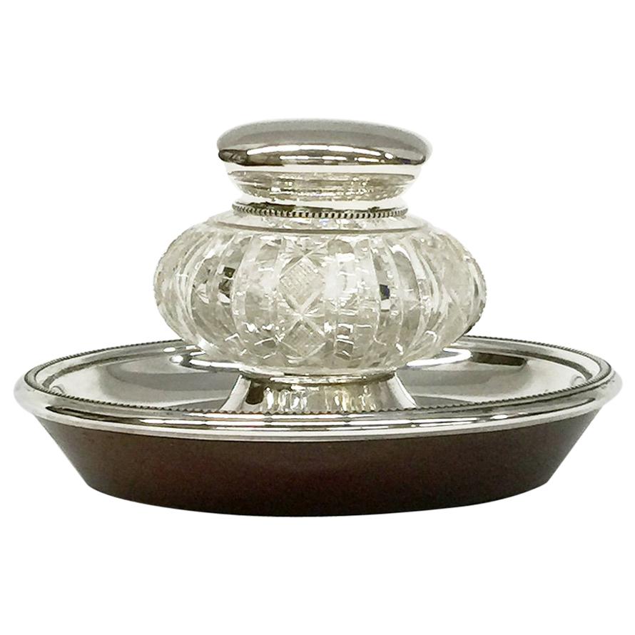 Dutch Silver and Crystal Cut Inkwell by J.M. Van Kempen and Son, 1874 For Sale