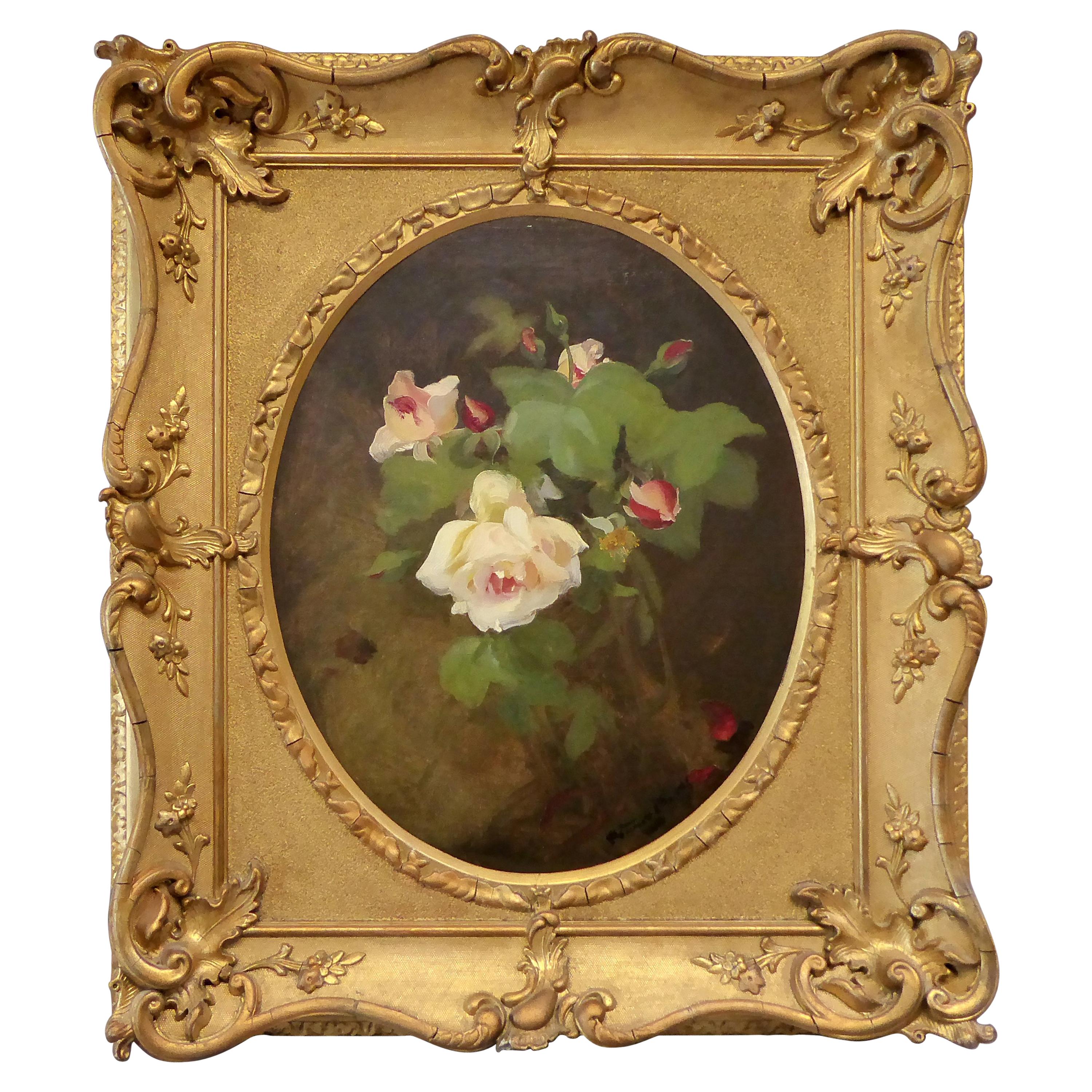 Still Life Flowers Oil on Canvas by James Stuart Park Antique Art For Sale