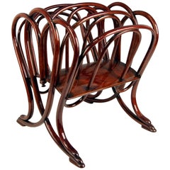 Antique Thonet Magazine Rack Stand Beechwood Mahogany Stained Model 11801, circa 1904