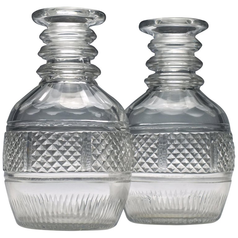 Pair of Large Irish 19th Century Cut Glass Wine Carafes, circa 1810 at