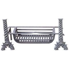 Vintage English Neo Gothic Fireplace Grate, Fire Grate