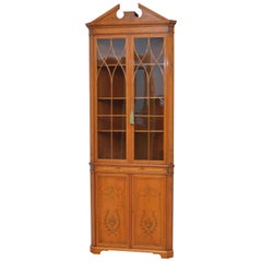 Exceptional Sheraton Revival Corner Cabinet in Satinwood