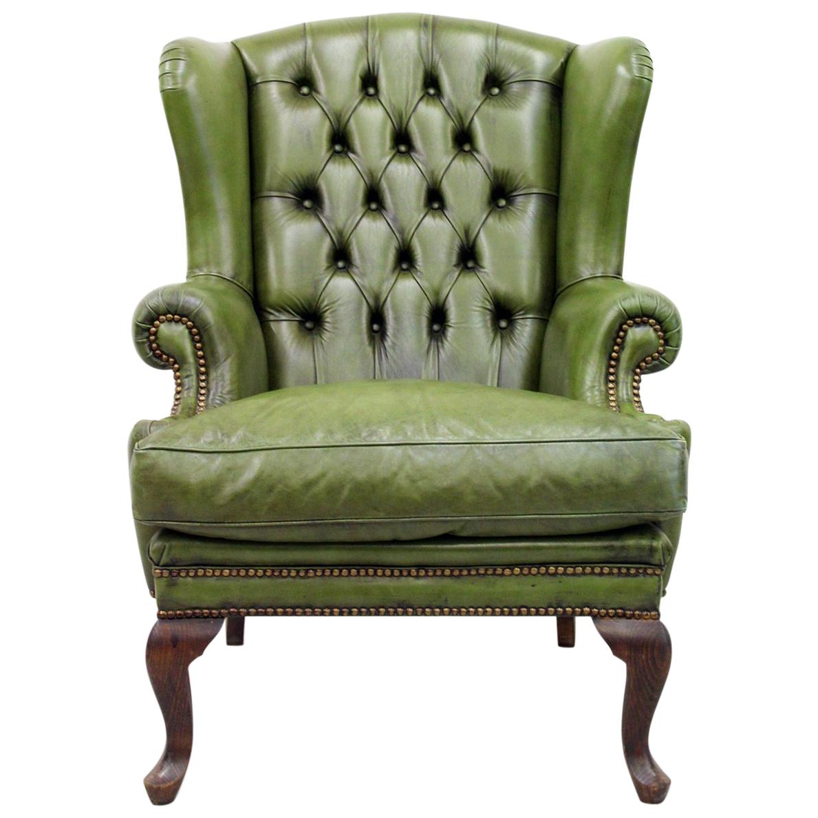 Antique Chesterfield Armchair Wing Chair For Sale