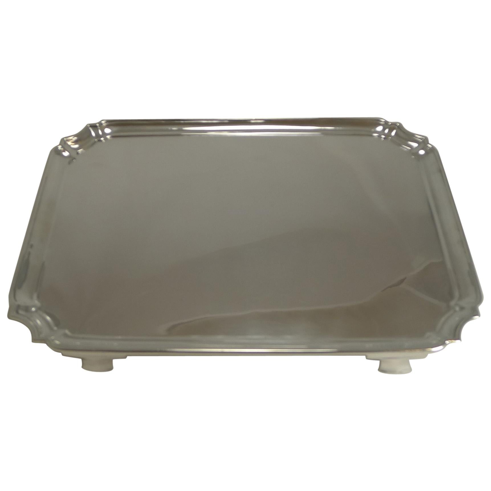 Smart Antique English Sterling Silver Serving / Cocktail Tray, 1903