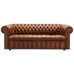 Chesterfield Sofa Leather Antique Vintage Couch English Real Leather