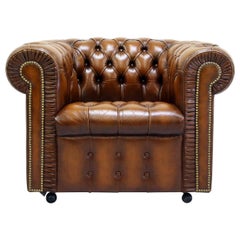 Chesterfield Leather Vintage Wing Chair Recliner Armchair