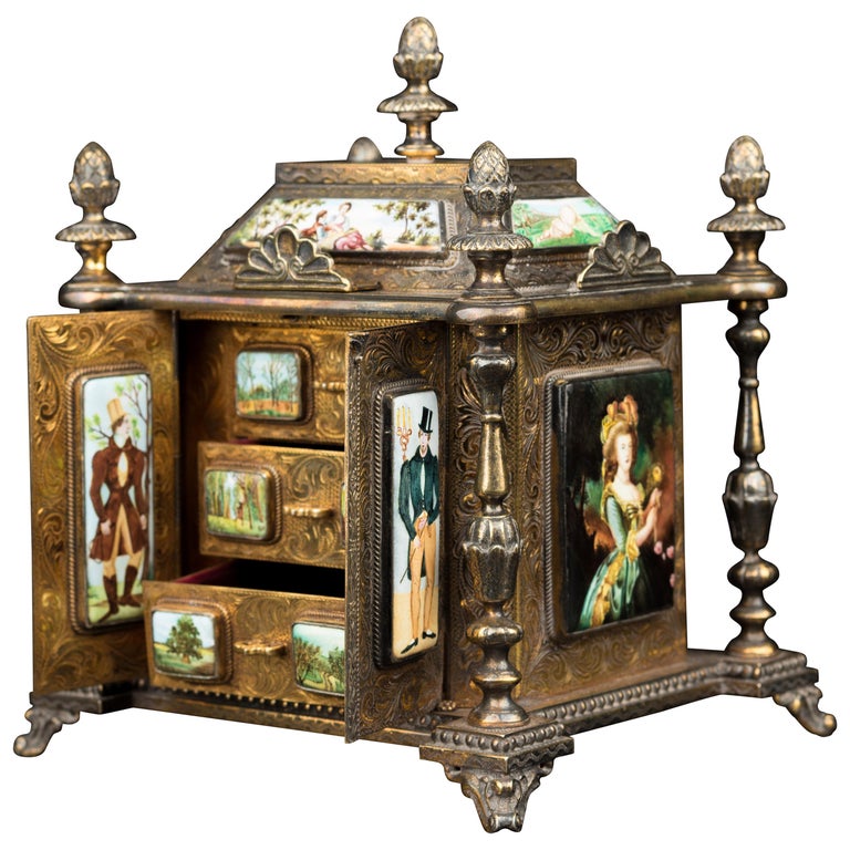 Jewelry Music Box in Silver and Enamel at 1stDibs