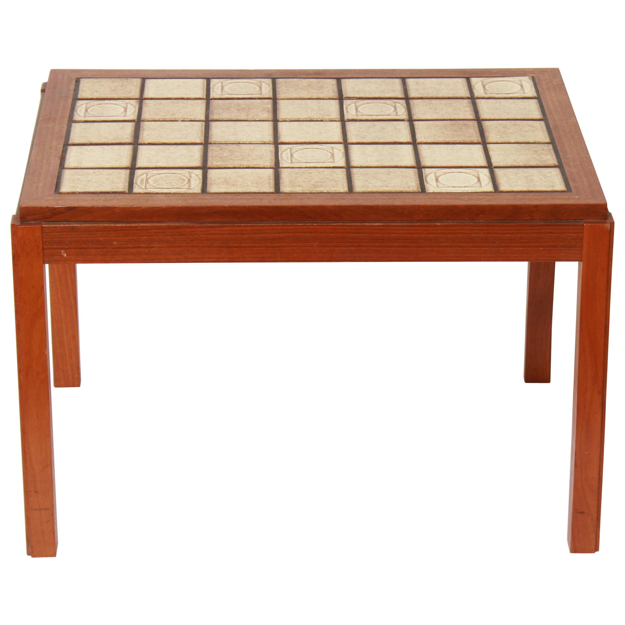 Mid-Century Modern Side Table with Tiled Top in Roger Capron Style