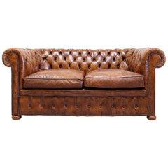 Chesterfield Sofa Leather Antique Vintage Couch English Real Leather