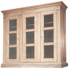 France Wooden Cabinet Cupboard with Metal Mesh Doors Contemporary Production