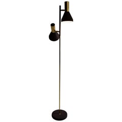 Brass and Brown 1965 Koch & Lowy Mid-Century Modern Floor Lamp for Momi
