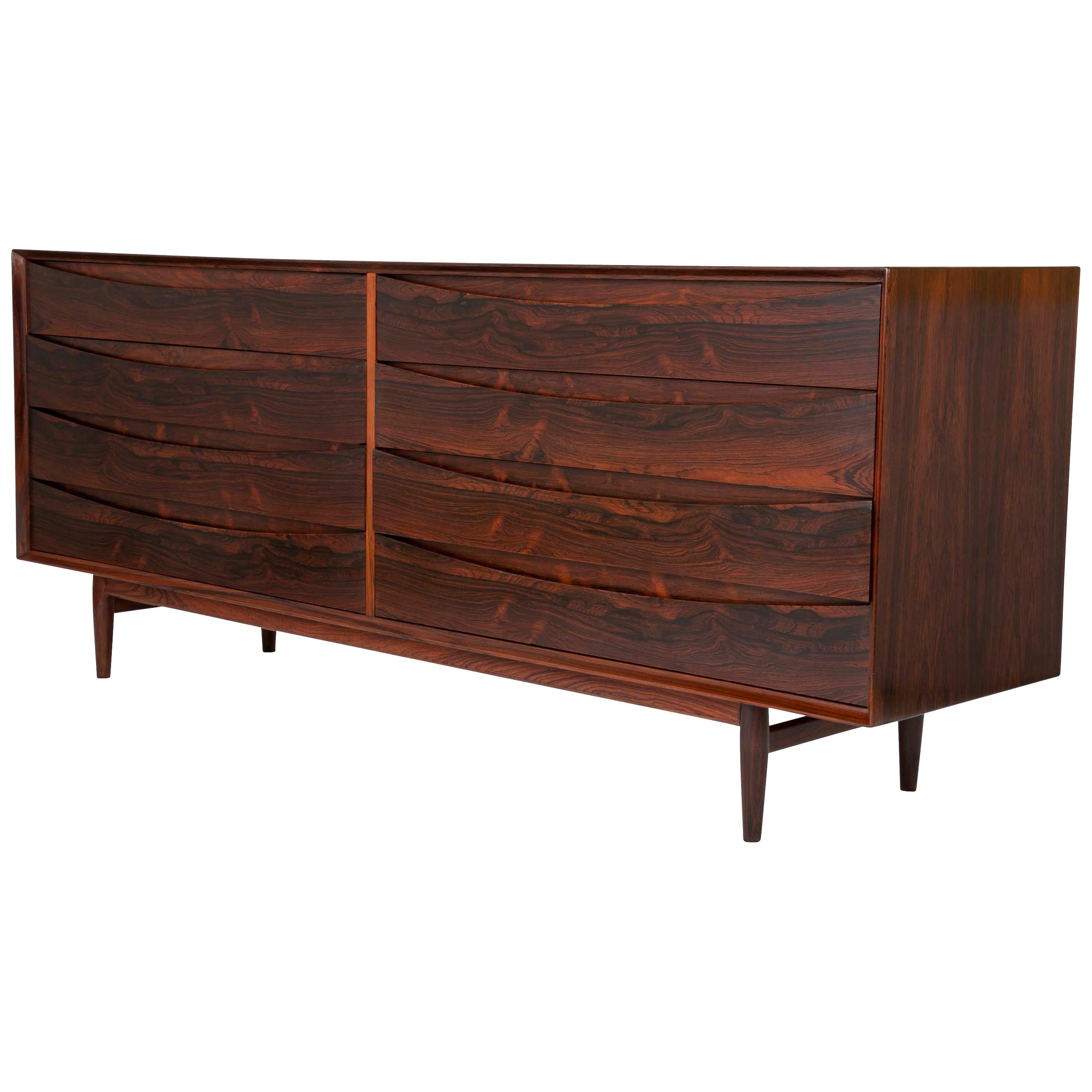 Arne Vodder Rosewood Sideboard with Repeating Elliptical Drawer Design