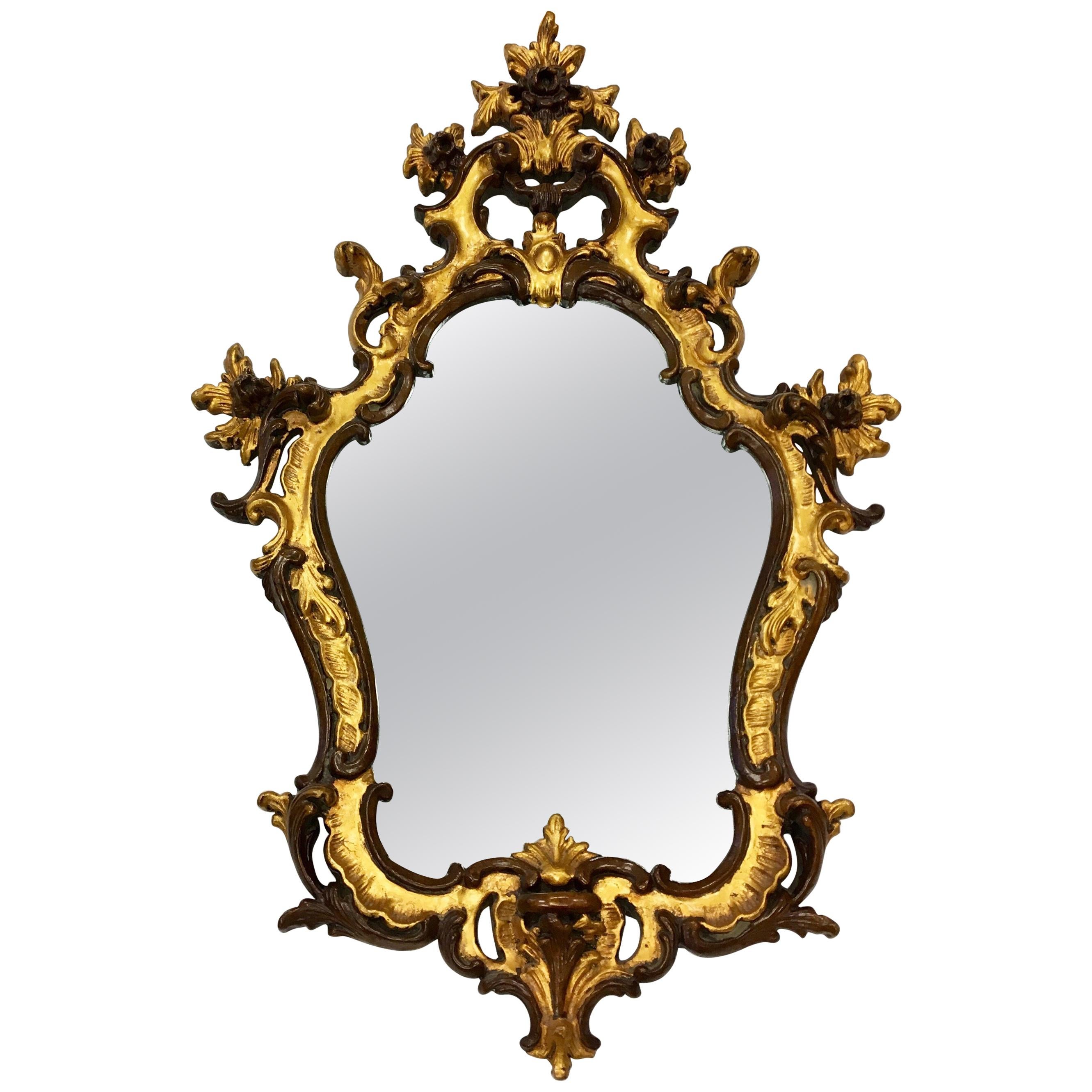 Rococo Style Ornate Carved Giltwood Shield Wall Mirror