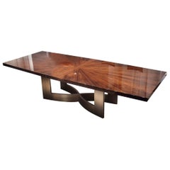 Table rectangulaire de la collection Giorgio en bois de rose brésilien à finition brillante