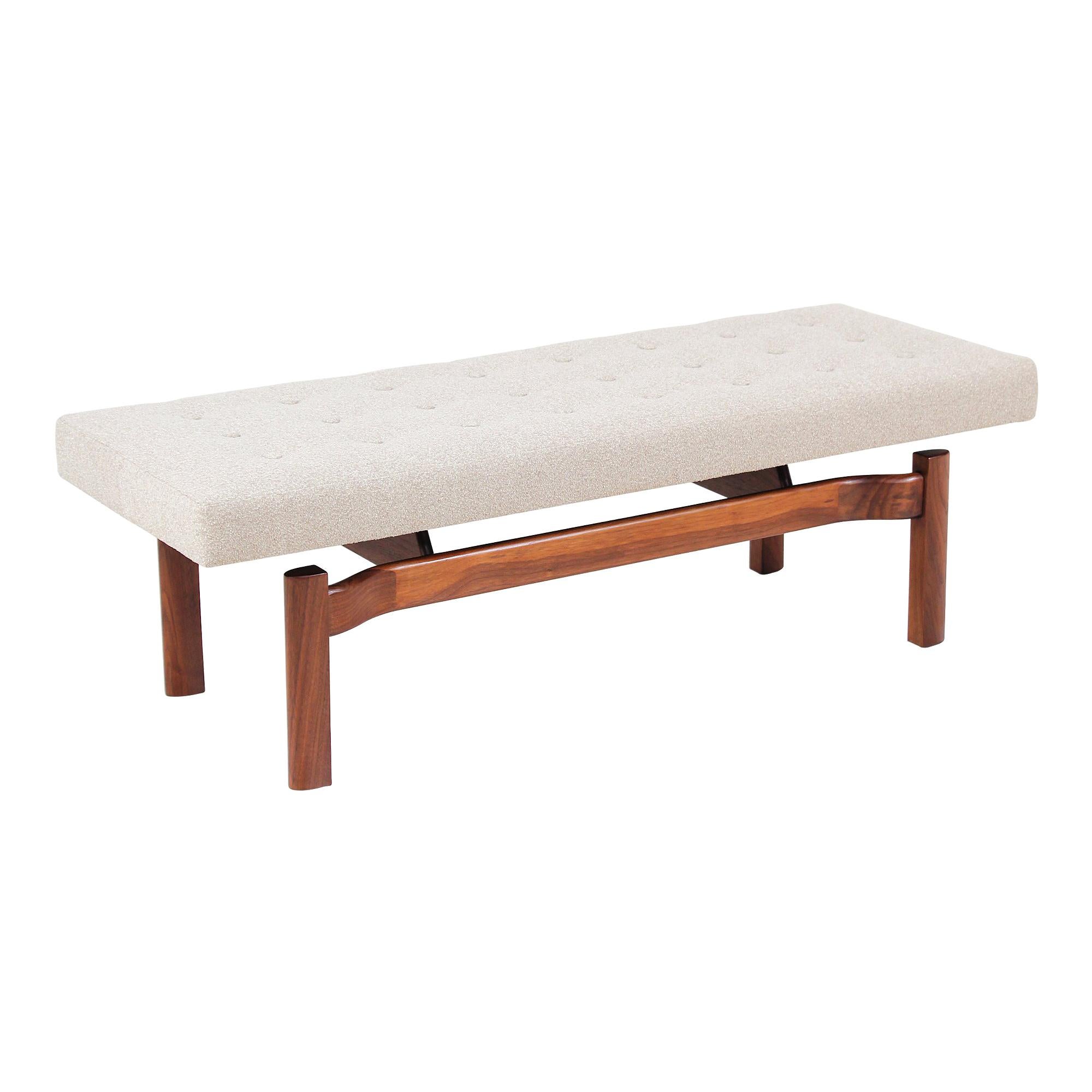 Mid-Century Modern Sculpted Floating Tufted Bench