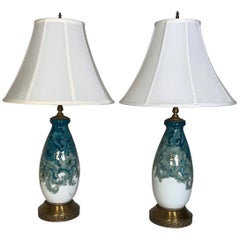 Pair of French Porcelain Midcentury Table Lamps